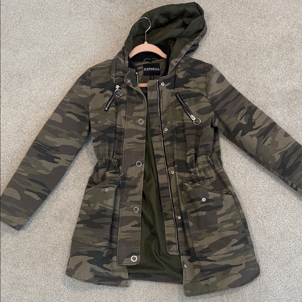 Express Women's Green Camouflage Utility Jacket
